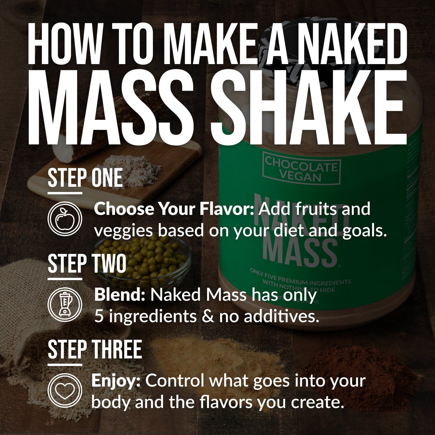 Chocolate Vegan Mass Gainer Supplement - Chocolate (Vegan) 12LB with an Easy - Mix High - Calorie Formula