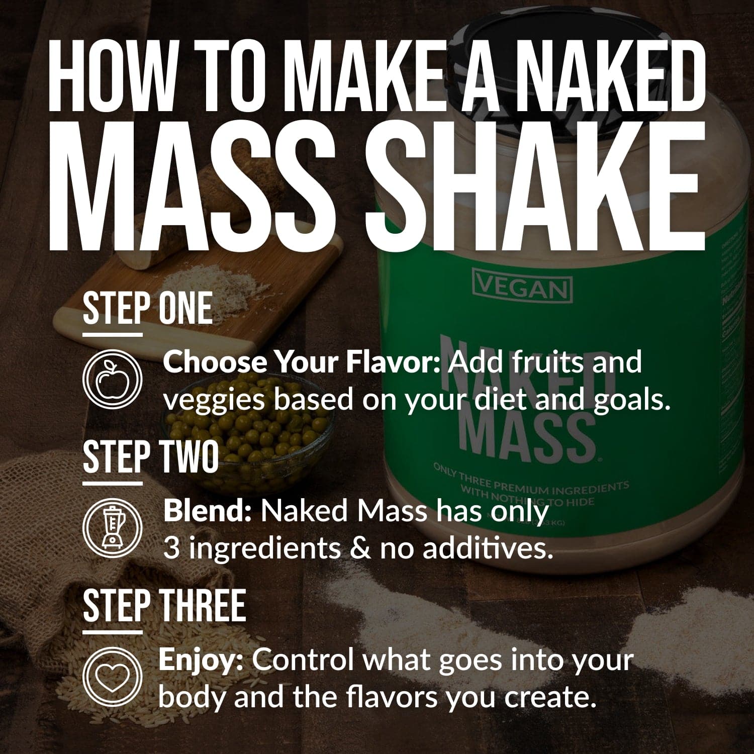 Vegan Mass Gainer Supplement - Unflavored (Vegan) 12LB with an Easy - Mix High - Calorie Formula