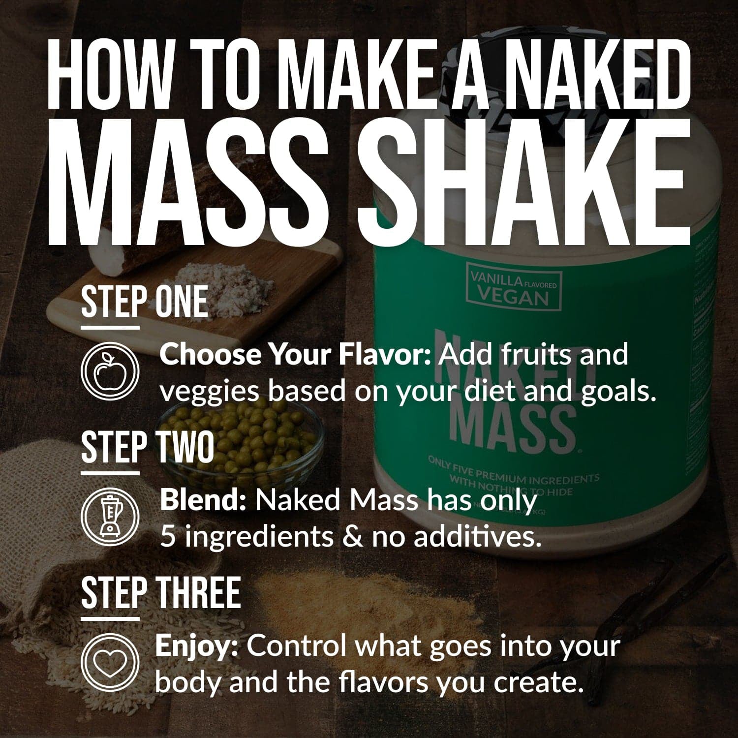 Vanilla Vegan Mass Gainer Supplement - Vanilla (Vegan) with an Easy - Mix High - Calorie Formula
